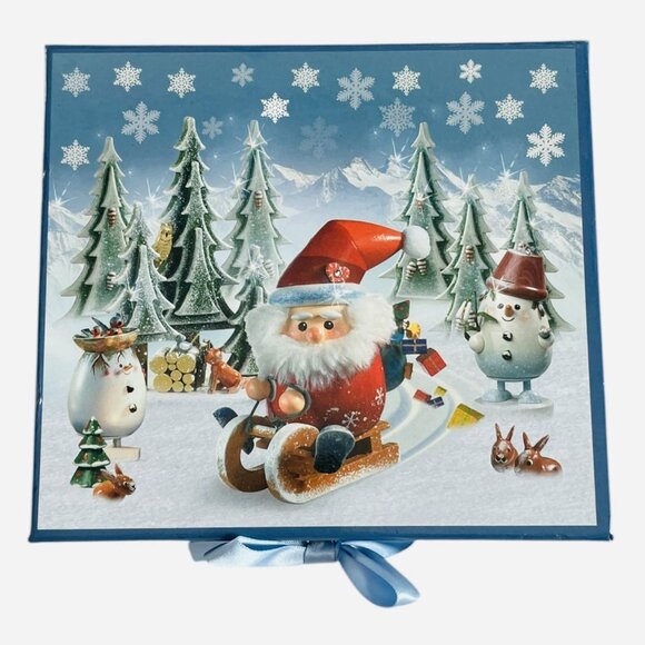 Kathe Wohlfahrt Santa Riding Sleigh Christmas Mug Set Spoon Coaster Vintage NIB - Picture 3 of 3